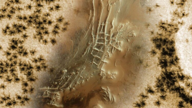 Confirmed—ESA reveals that the mysterious “spiders of Mars” are actually seasonal eruptions of carbon dioxide at the Martian south pole 1 Confirmed—ESA reveals that the mysterious “spiders of Mars” are actually seasonal eruptions of carbon dioxide at the Martian south pole