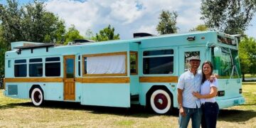 From bus to home—designer interiors, recycled wood, and solar power in North America's new “skoolies”