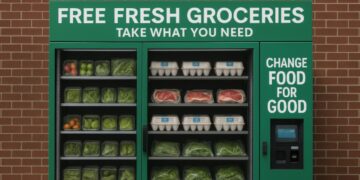 It's official—New York City installs its first free vending machine with healthy foods endorsed by City Harvest and local organizations
