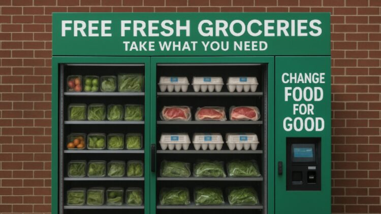 It's official—New York City installs its first free vending machine with healthy foods endorsed by City Harvest and local organizations