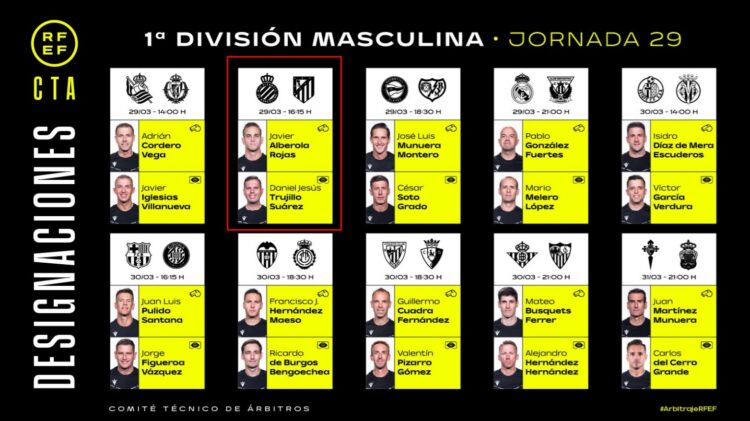 Árbitros jornada 29 Espanyol