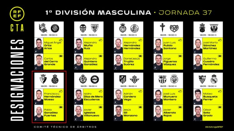 Arbitros J37 La Liga Espanyol